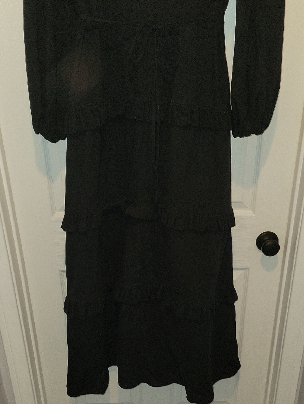 Commense Black Long Sleeve Ruffle-Tier Maxi Dress - Picture 5 of 8